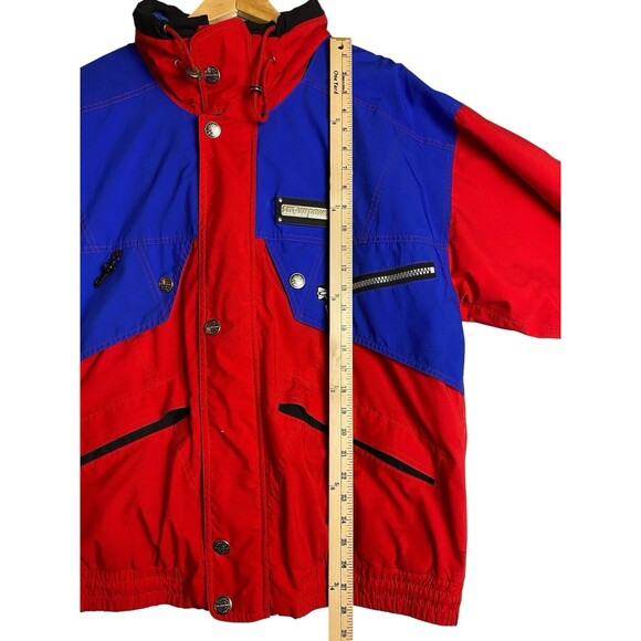 Vintage Schöffel Snow Powder Gore-Tex Hooded Ski Jacket Men's 40/L Red Blue READ - Picture 12 of 13